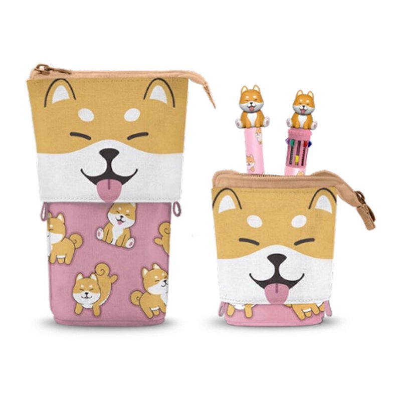 Portatodo Shiba + Boligrafo 10 colores + boligrafo borrable Oh My Pop!