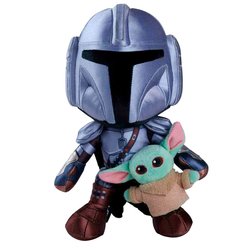 Peluche Star Wars Mandalorian con Mini Grogu 25 cm