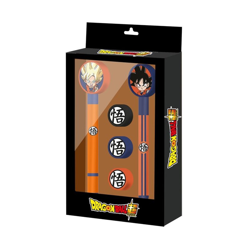 Blister Boligrafo + Lapiz + 3 gomas Dragon Ball Super