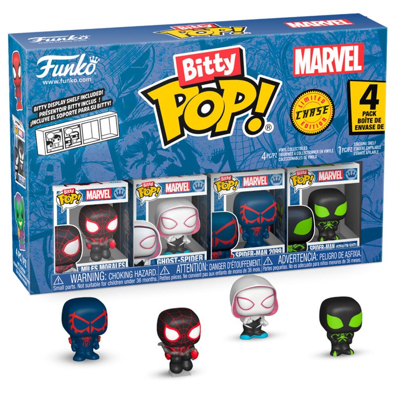Blister 4 figuras Bitty POP Marvel Spider-Man Miles Morales