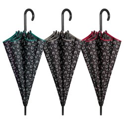 Paraguas automatico negro estampado 61cm surtido