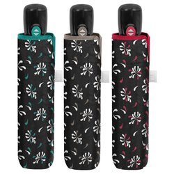 Paraguas plegable automatico negro estampado 54cm surtido
