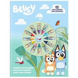Libreta + 12 mini crayones Bluey