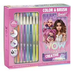 Set bloc artista pincel y lapices acuarela Wow Generation