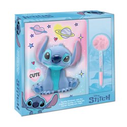 Cuaderno Squshy + boligrafo pompom Stitch Disney