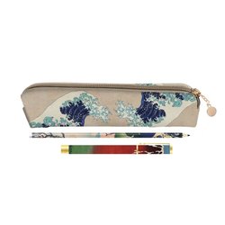 Set portatodo + boligrafo y lapiz La Gran Ola de Kanagawa Hokusai