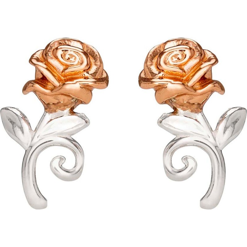 Pendientes Rosa La Bella y la Bestia Disney plata