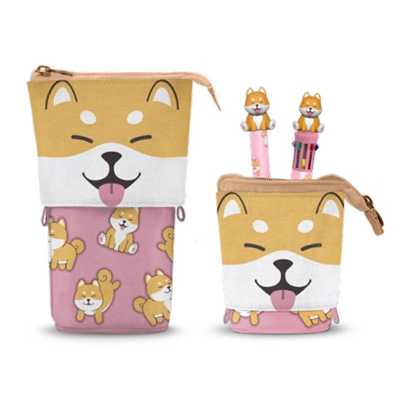 Portatodo Shiba + Boligrafo 10 colores + boligrafo borrable Oh My Pop!