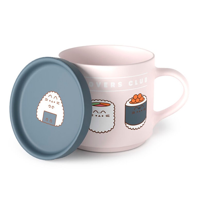 Juego de taza y posavasos el gato amante del sushi Pusheen