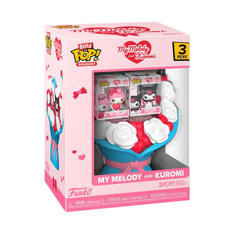 Figura Bitty POP Bouquet Hello Kitty My Melody and Kuromi San Valentin