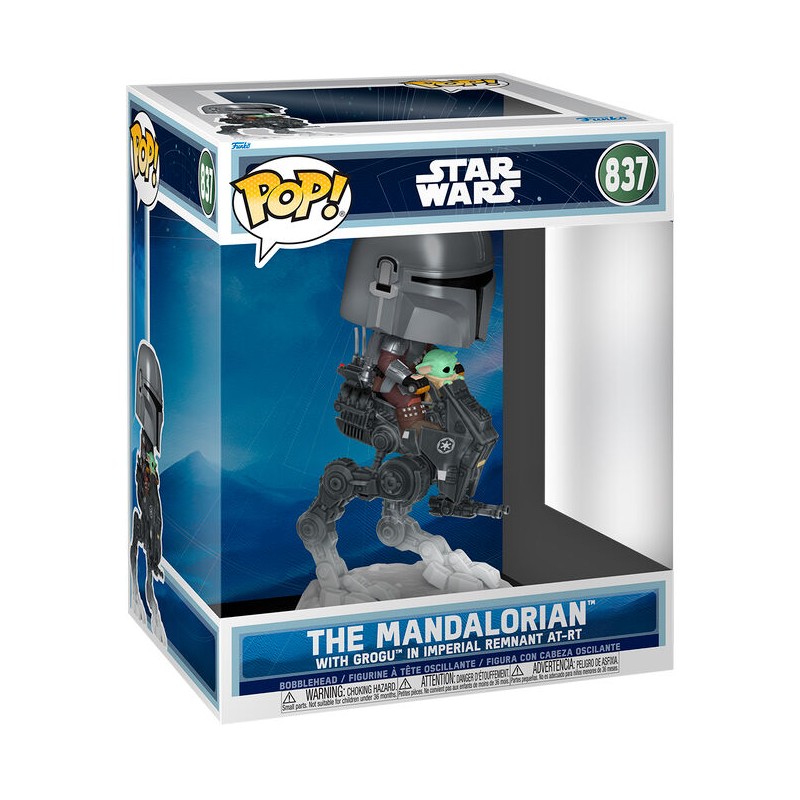 Figura POP Rides Deluxe Star Wars Mandalorian & Grogu The Mandalorian with Grogu in Imperial Remnant AT-RT