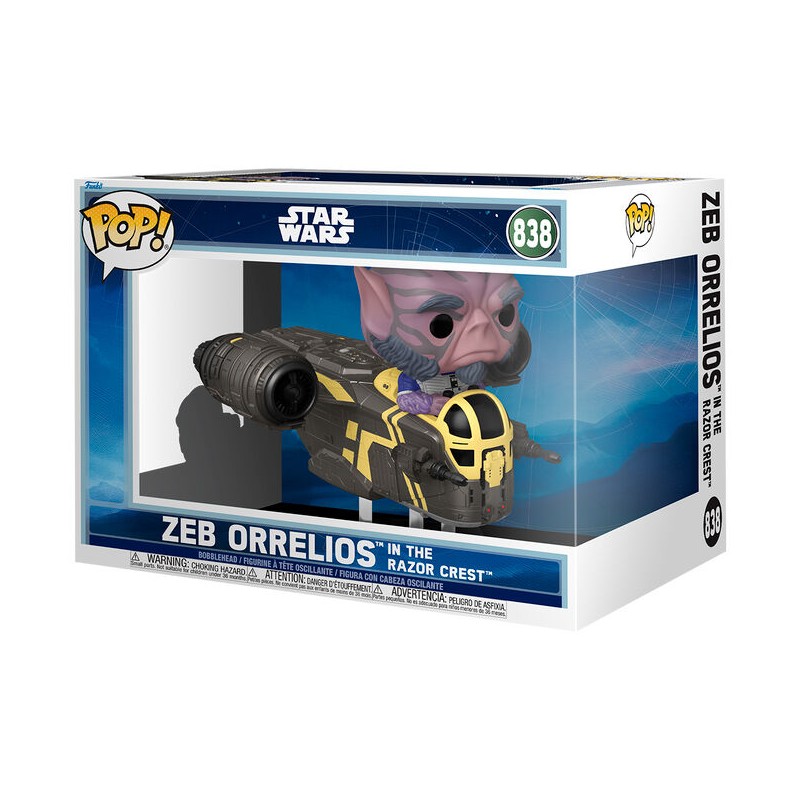 Figura POP Rides Deluxe Star Wars Mandalorian & Grogu Zeb Orrelios in the Razor Crest