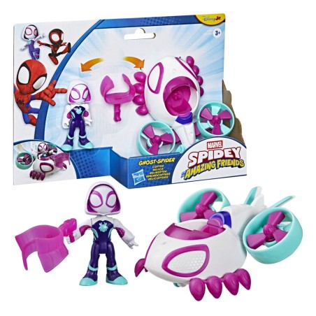 Figura + Vehiculo Ghost Spider Spidey y Su Superequipo Marvel