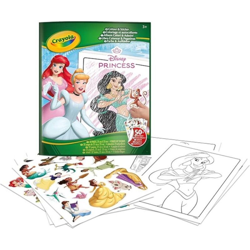 Set Libro para Colorear + Stickers Princesas Disney Crayola