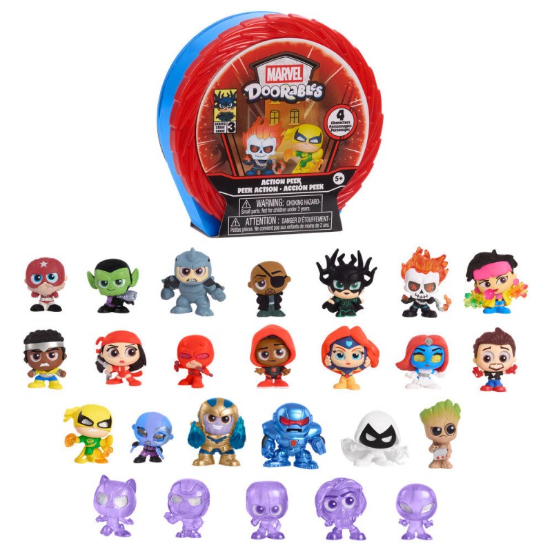 Capsula sorpresa 4 figuras Action Mini Peek Series 3 Marvel Doorables surtido
