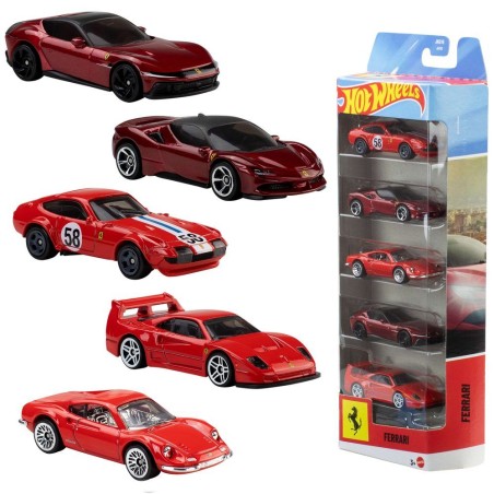 Blister 5 vehiculos Ferrari Hot Wheels