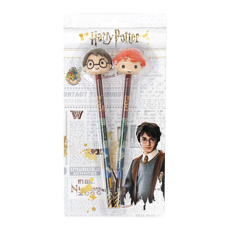Blister 2 lapices con goma 3D Harry Potter