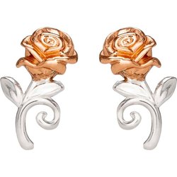 Pendientes Rosa La Bella y la Bestia Disney plata