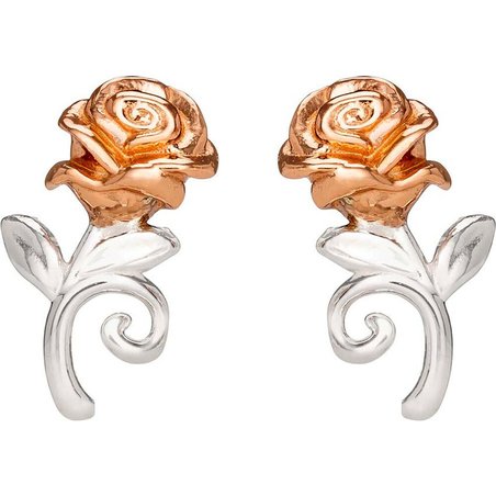 Pendientes Rosa La Bella y la Bestia Disney plata